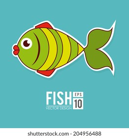 Fish design over blue background, vector illustration