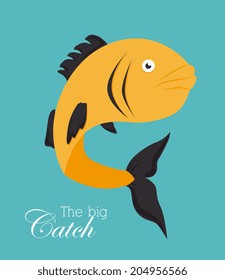 Fish design over blue background, vector illustration