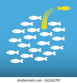 Fish design over blue background, vector illustration.
