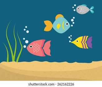 Fish design over blue background, vector illustration.