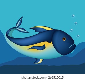 Fish design over blue background, vector illustration