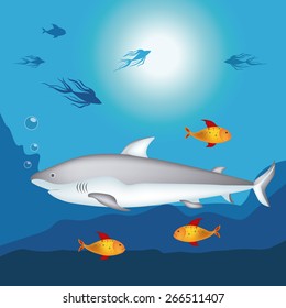 Fish design over blue background, vector illustration