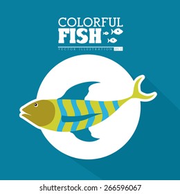 Fish design over blue background, vector illustration