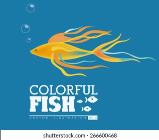 Fish design over blue background, vector illustration