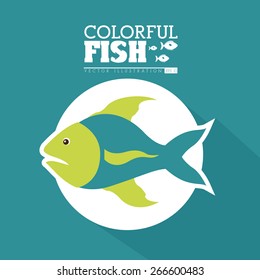 Fish design over blue background, vector illustration