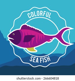 Fish design over blue background, vector illustration