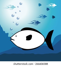 Fish design over blue background, vector illustration