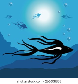 Fish design over blue background, vector illustration