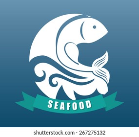 Fish design over blue background, vector illustration.