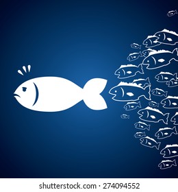 Fish design over blue background, vector illustration.