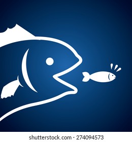 Fish design over blue background, vector illustration.