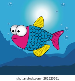 Fish design over blue background, vector illustration