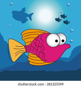 Fish design over blue background, vector illustration