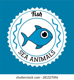 Fish design over blue background, vector illustration