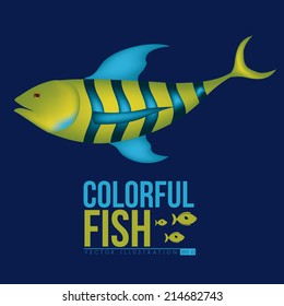 Fish design over blue background,vector illustration