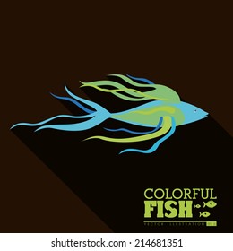 Fish design over brown background,vector illustration