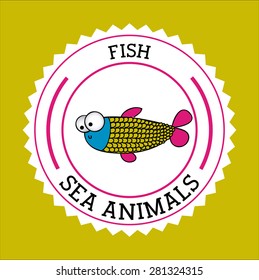 Fish design over green background, vector illustration