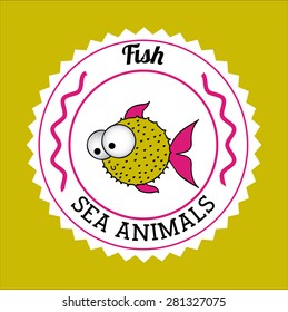 Fish design over green background, vector illustration