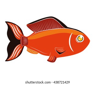 Fish design over isolated background. Sea life icon, vector grap