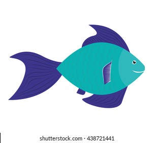 Fish design over isolated background. Sea life icon, vector grap