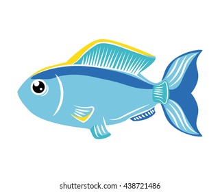 Fish design over isolated background. Sea life icon, vector grap