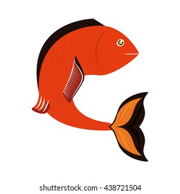 Fish design over isolated background. Sea life icon, vector grap