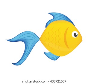 Fish design over isolated background. Sea life icon, vector grap