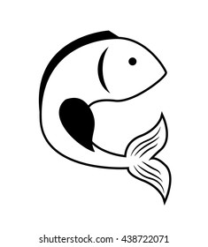 Fish design over isolated background. Sea life icon, vector grap