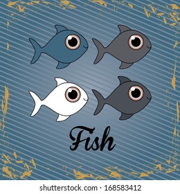 fish design over lineal background vector illustration
