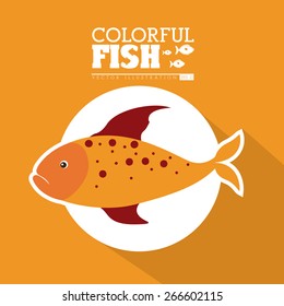 Fish design over orange background, vector illustration