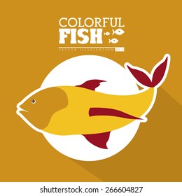 Fish design over orange background, vector illustration