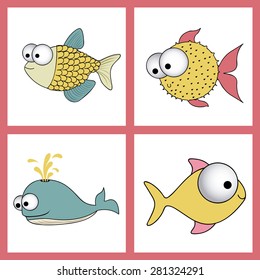 Fish design over pink background, vector illustration