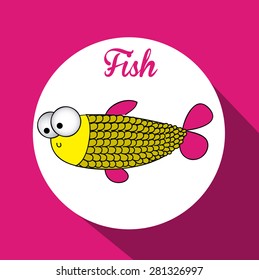 Fish design over pink background, vector illustration