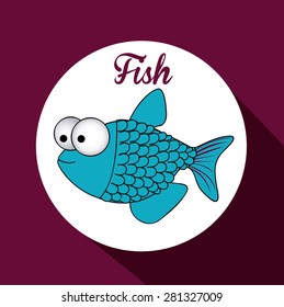 Fish design over purple background, vector illustration