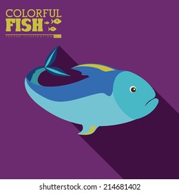 Fish design over purple background,vector illustration