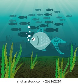 Fish design over white background, vector illustration.