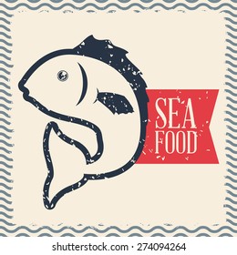 Fish design over white background, vector illustration.