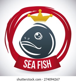 Fish design over white background, vector illustration.