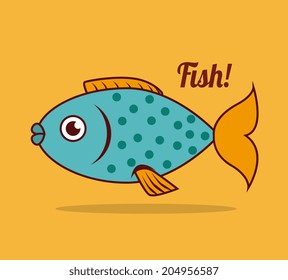 Fish design over yellow background, vector illustration