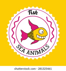 Fish design over yellow background, vector illustration