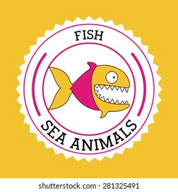 Fish design over yellow background, vector illustration