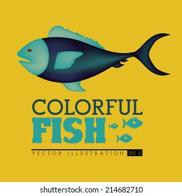Fish design over yellow background,vector illustration