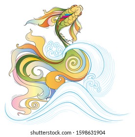 fish design for tattoo, bag, pillow cover, T-shirt, poster, wall decoration and books.