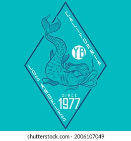 Fish design with text and numbers for fashion design with background