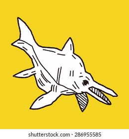 fish dinosaur doodle