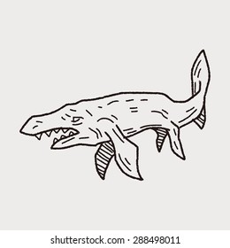 fish dinosaur doodle