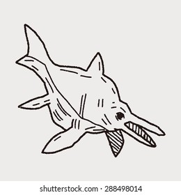 fish dinosaur doodle