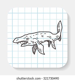 fish dinosaur doodle