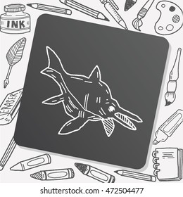 fish dinosaur doodle