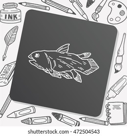 fish dinosaur doodle